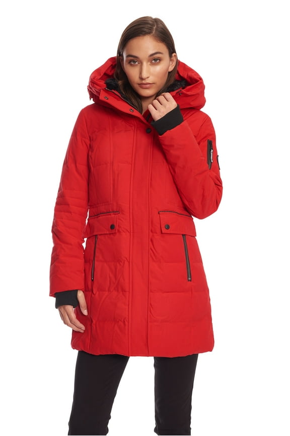 Alpine North, Kootney - Women's Vegan Down Mid-Length Parka - Insulated, Water-Repellent Winter Coat with Hood, Jacket