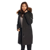 Alpine North, Laurentian - Women's Vegan Down Long Parka Jacket - Water Repellent, Windproof, Warm Insulated Winter Coat with Faux Fur Hood