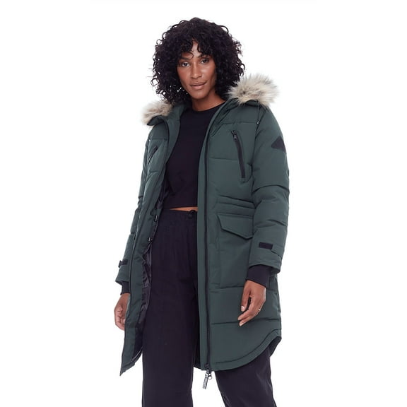 Alpine North, Upon - Women's Vegan Down Drawstring Winter Parka - Water Repellent, Windproof, Insulated Jacket with Faux Fur Hood
