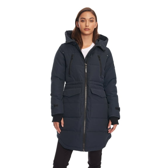 Alpine North, Upon - Women's Vegan Down Drawstring Winter Parka - Water Repellent, Windproof, Insulated Jacket with Faux Fur Hood