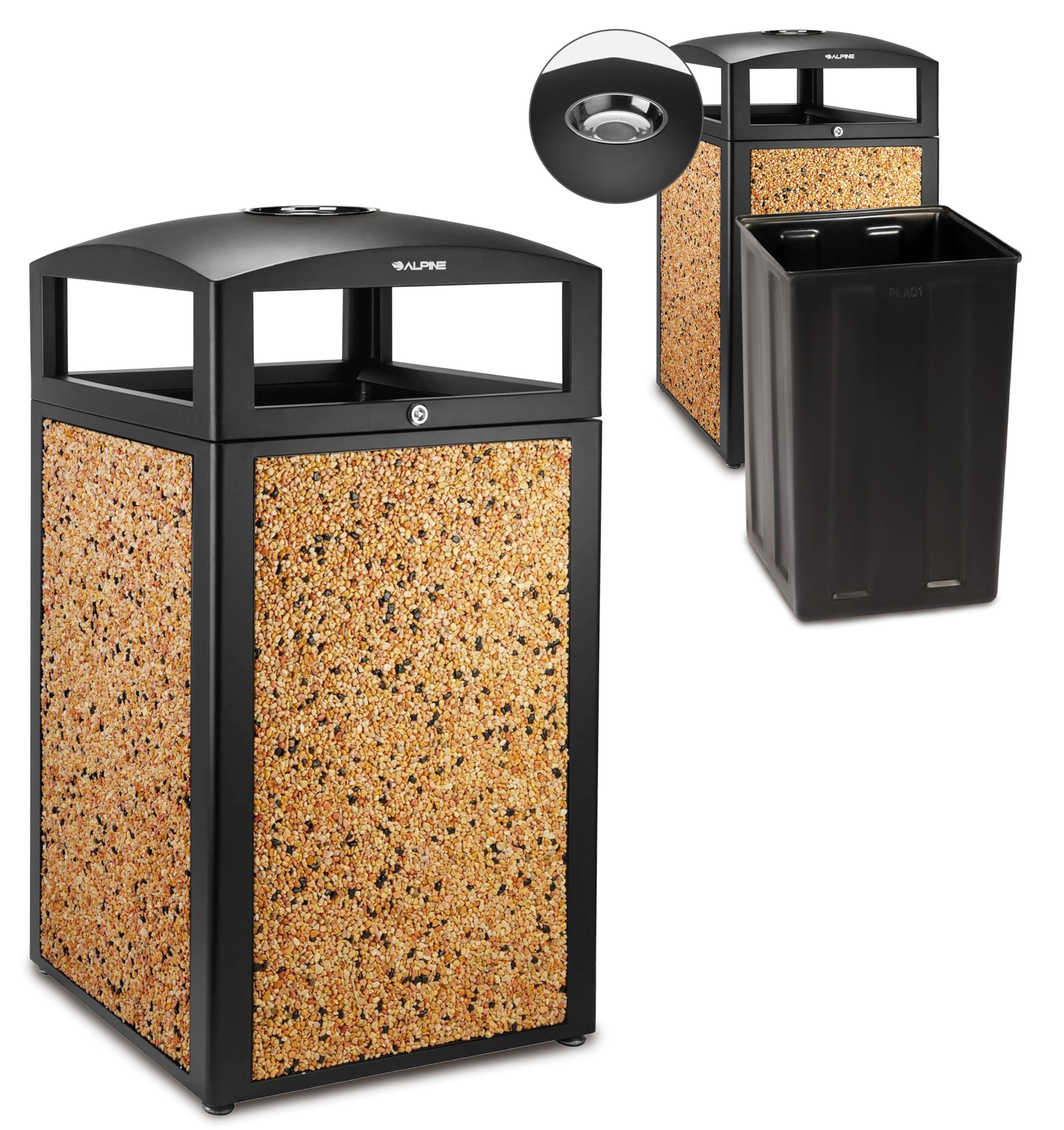 Alpine Outdoor Commercial Trash Can with Lid - 40 Gallon Heavy Duty ...