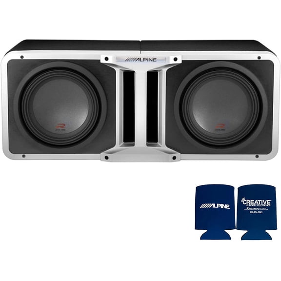 Alpine Pair of R-SB10V Pre-Loaded R-Series 10-inch Subwoofer Enclosures, with KTX-H10 Linking kit