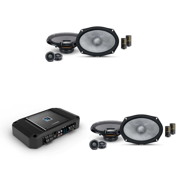 Alpine R2 4 Channel Amp & (2) R2-S69C 6x9" Audio Upgrade Bundle