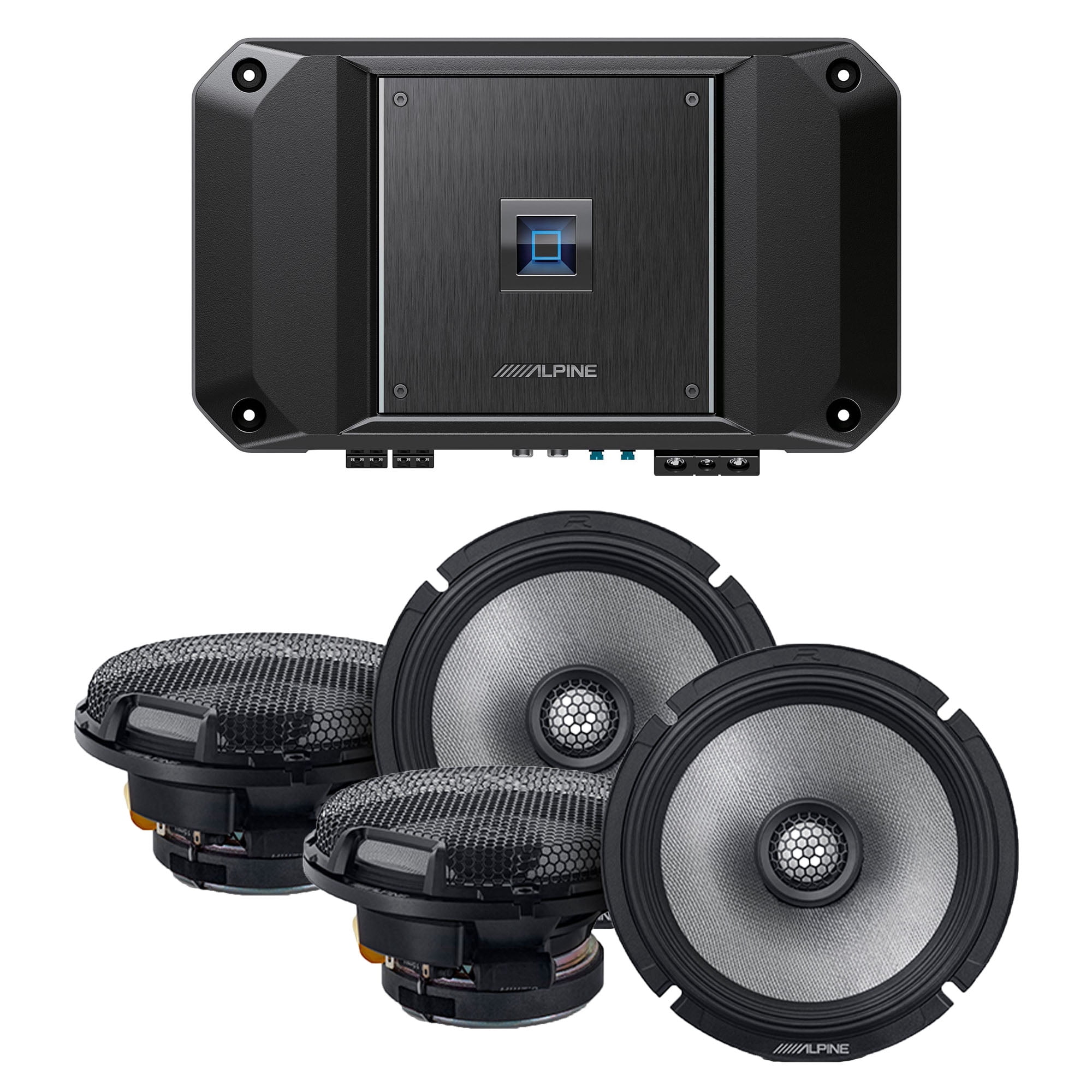 Alpine R600 Alpine R2-A60F Type R 600 Watt 4-Channel Amplifier with 2 Pairs R2-S65 ...