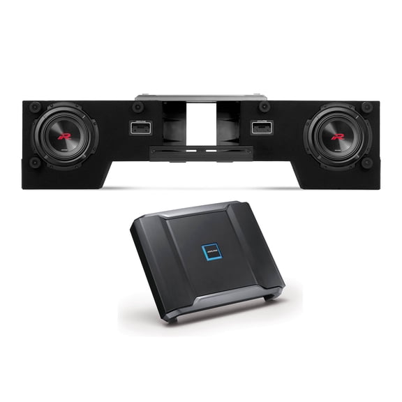 Alpine R2-DB8V-TRK Halo Series 8" ported dual subwoofer enclosure with two 8" R2-Series subwoofers+ Alpine R-A75M R-Series mono subwoofer amplifier 750 watts RMS x 1 at 2 ohms