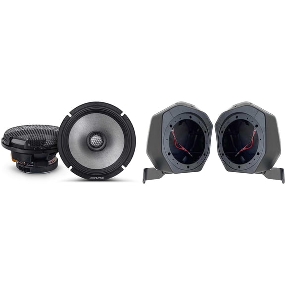 Alpine R2-S65 6.5" Coaxial Speaker Set & BR-B65U Unloaded 6.5" Rear Speaker-Pod Add Ons