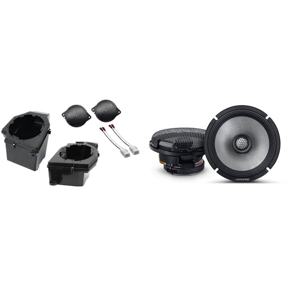 Alpine R2-S65 6.5" R-Series Coaxial Speakers and Front 6.5" Speaker Pods with Tweeter Adaptors Compatible with Jeep JL (2018-2023) & JT (2020-2023)