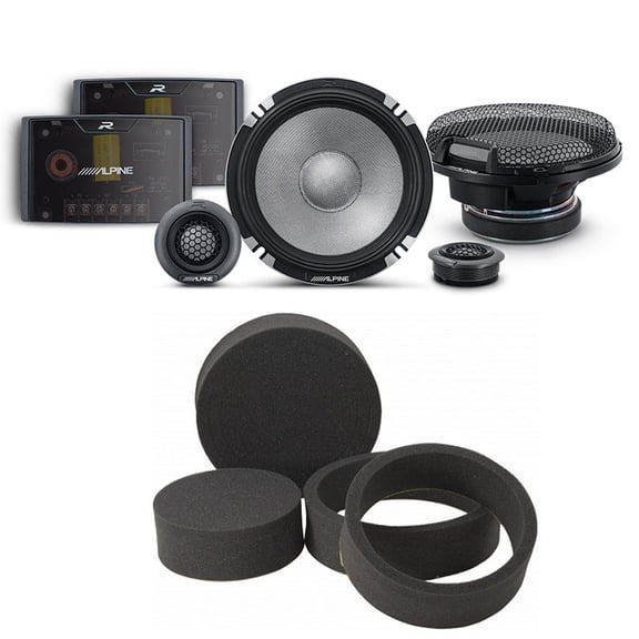 Alpine R2-S652 High-Resolution 2-Way Speaker Set / Pro Series with RKFR65 3-piece Foam Fast Ring Speaker Enhancement