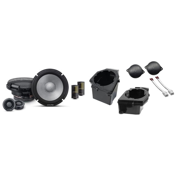 Alpine R2-S65C 6.5" R-Series Component Speakers Front 6.5" Speaker Pods with Tweeter Adaptors Compatible with Jeep JL (2018-2023) & JT (2020-2023)