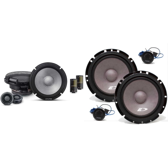 Alpine R2-S65C 6.5" R-Series High-Resolution 2-Way Components & SXE-1751S 6 1/2" 2-Way Component Speakers (Pair)