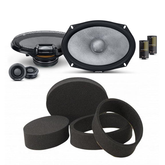 Alpine R2-S69C High-Resolution 2-Way Speaker Set / 6x9 with RKFR69 3-piece Foam Ring Speaker Enhancement