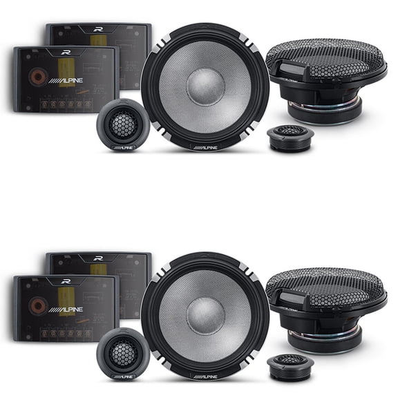 Alpine R2 Speaker Bundle -Two Pairs of R2-S652 6.5" R-Series Pro High-Resolution 2-Way Component Speakers