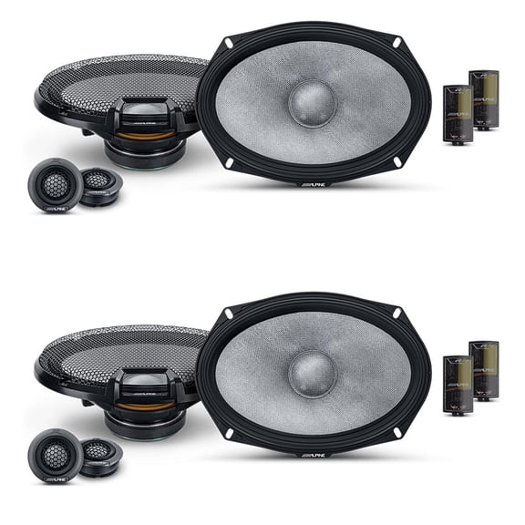 Alpine R2 Speaker Bundle -Two Pairs of R2-S69C 6x9" R-Series High-Resolution 2-Way Component Speakers