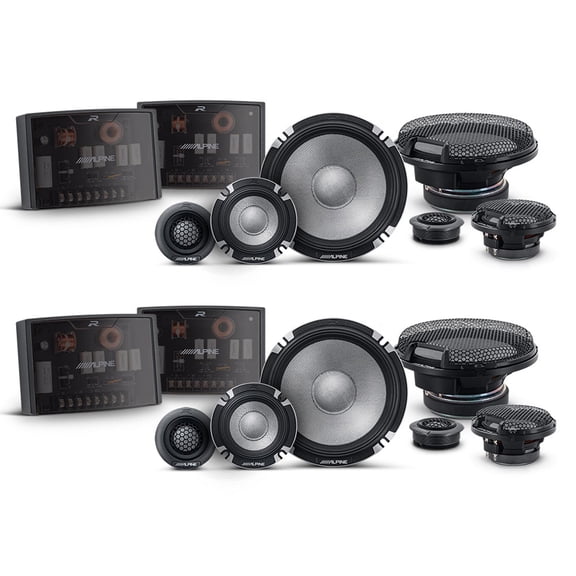 Alpine R2 Speaker Bundle - Two pairs of R2-S653 6.5" R-Series Pro High-Resolution 3-Way Component Speakers
