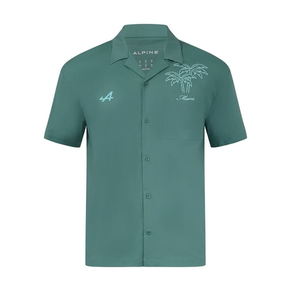 Alpine Racing F1 Special Edition Miami Oversized Button Down Bowling Shirt - North Atlantic