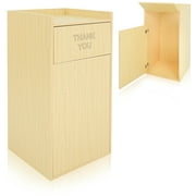 Alpine Restaurant Trash Can Cabinet - Thank You Trash Can Commercial Trash Can 40 Gallon, Garbage Receptacle with Tray Holder for Restaurants, Cafeterias Oak