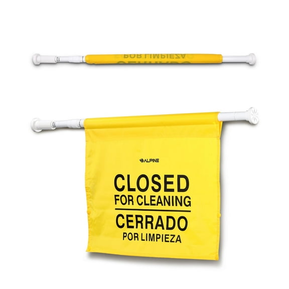 Alpine Restroom Closed for Cleaning Sign, Commercial Door Barricade Sign, English & Spanish Bathroom Sign, Yellow Safety Hanging Sign for Cleaning In Progress
