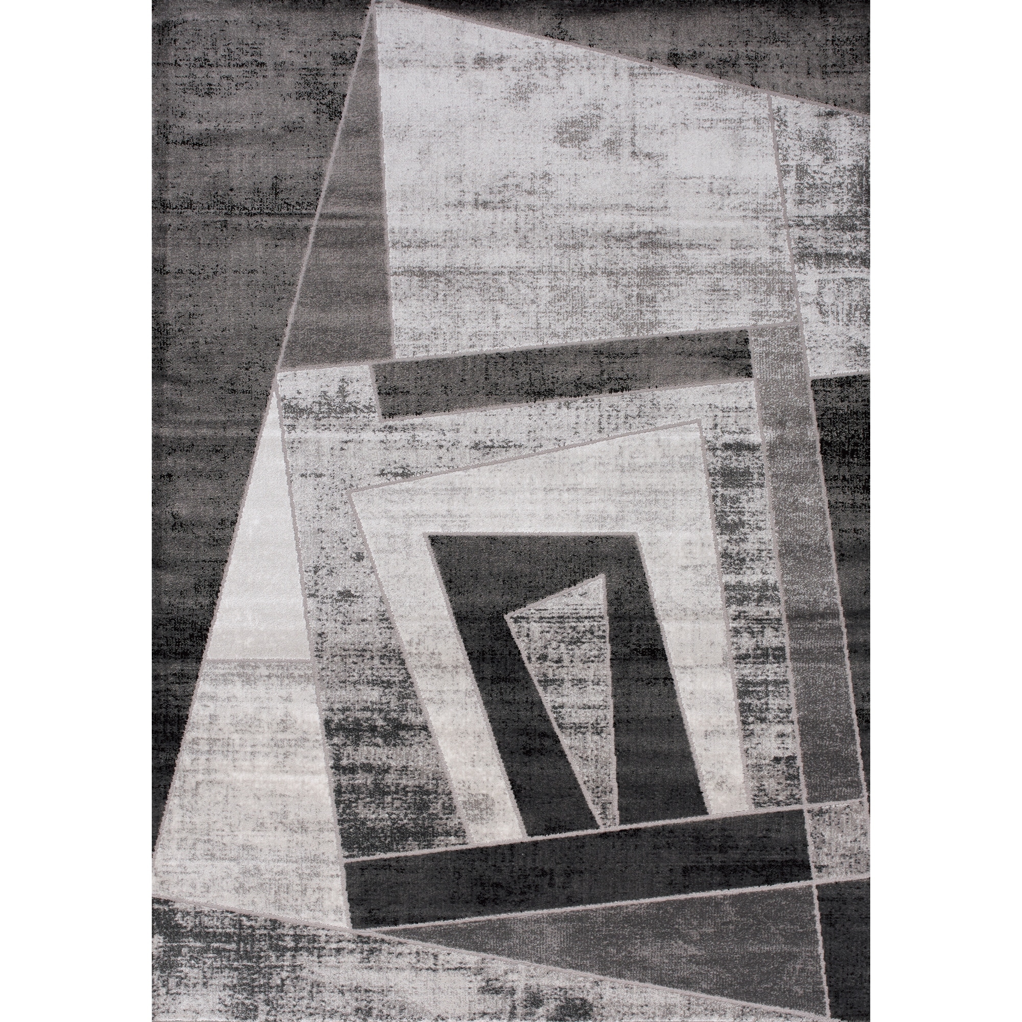 Alpine Rug Co. Chase Collection - Grey/Black Distressed Abstract Shapes ...