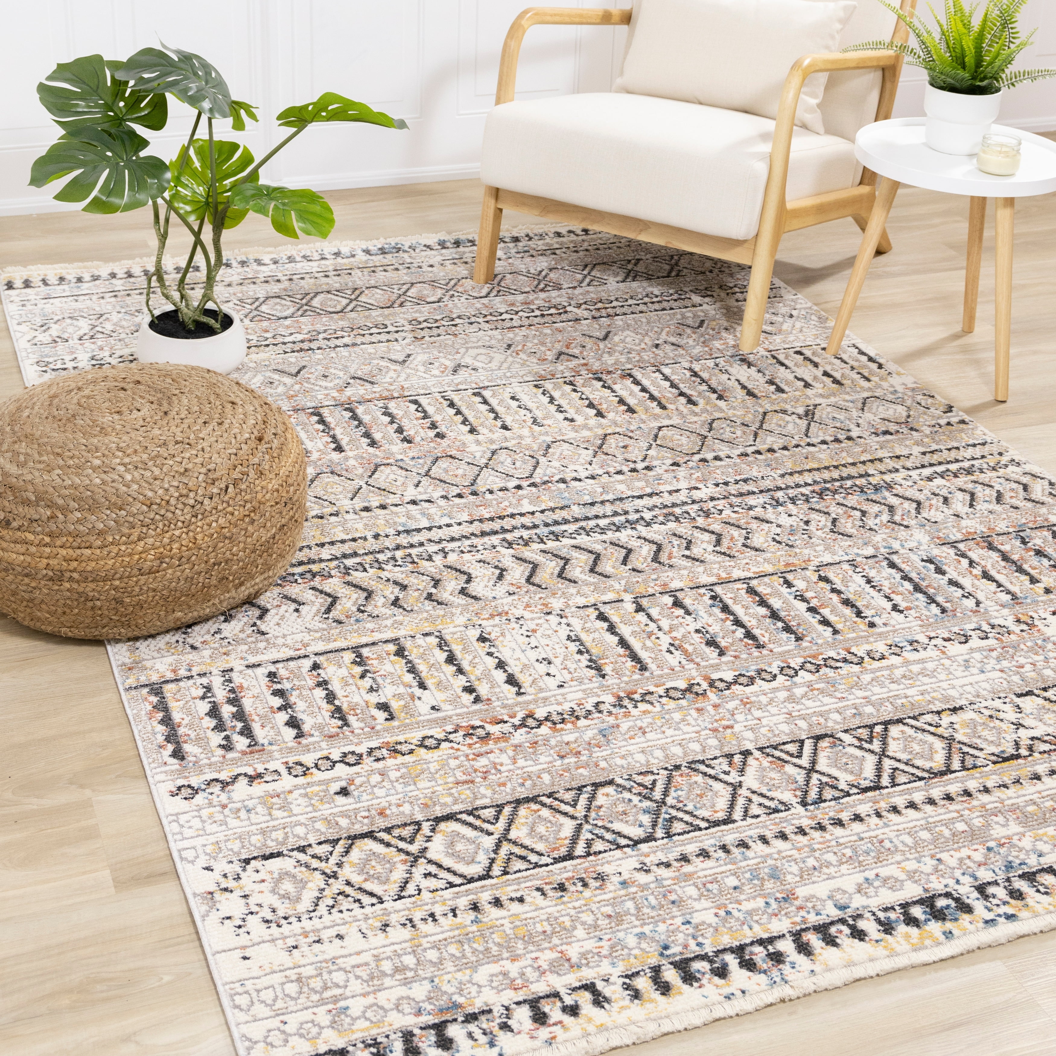 Alpine Rug Co. Eva Collection - Cream/Blue/Pink Tribal Pattern Rug 7'10 ...