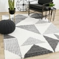 thumbnail image 1 of Alpine Rug Co. Fairmont Collection - White/Gray Striped Triangles Rug Cream/Grey 5'3" x 7'7" 6' x 9' Indoor Living Room,Bedroom Modern &, 1 of 5