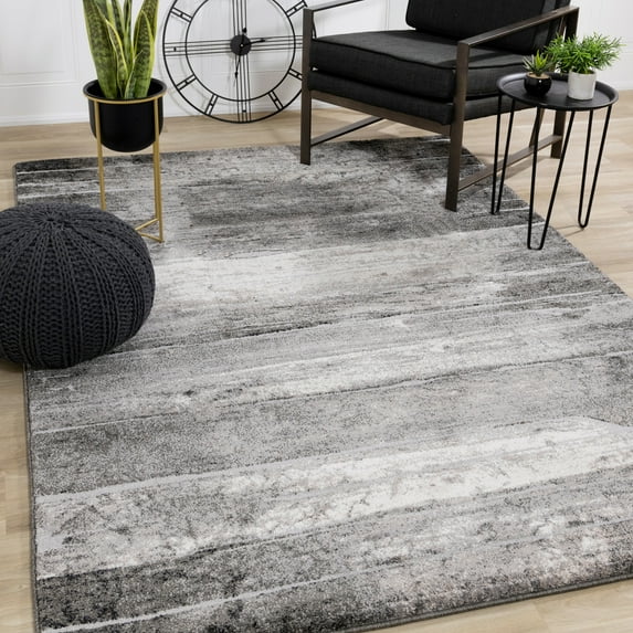 Alpine Rug Co. Melbourne Collection - Grey/Cream Distressed Rug Grey/Cream 5'3" x 7'7" 5' x 8' Living Room,Bedroom