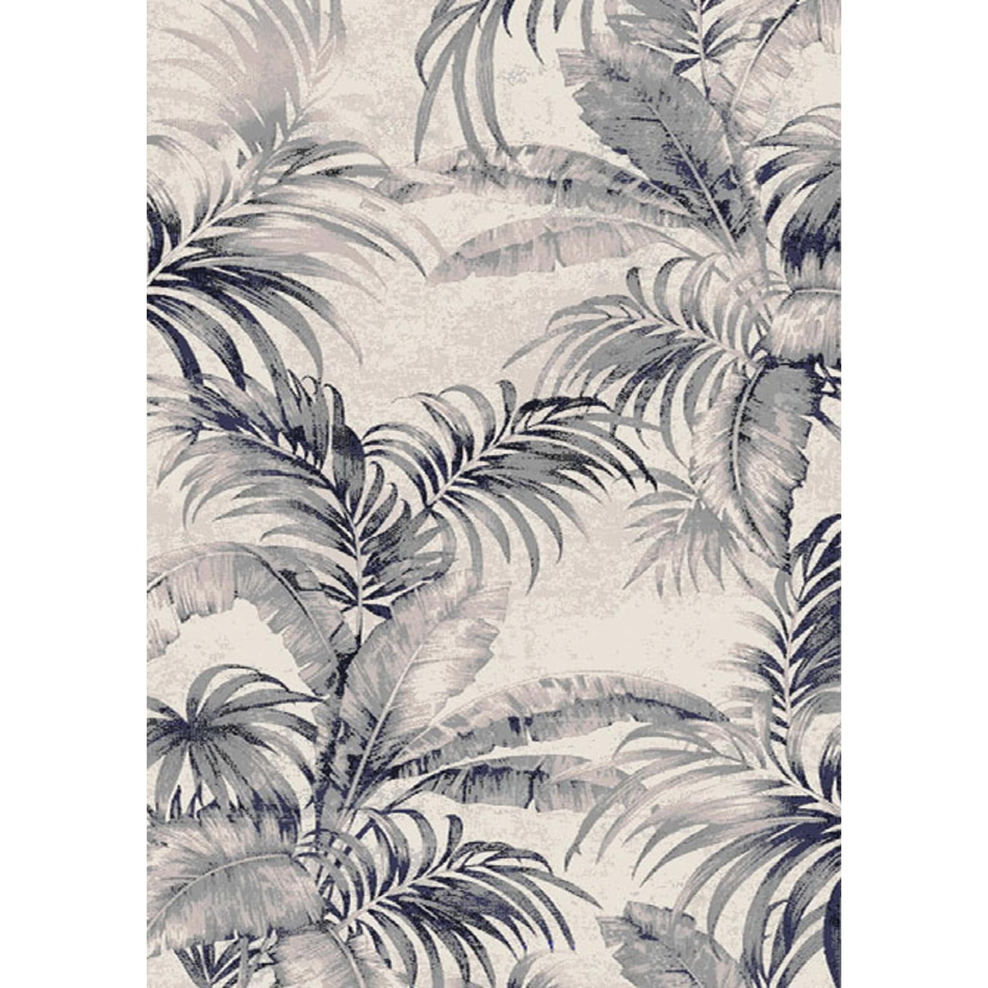 Blue and Gray Botanical Flatwoven Synthetic Area Rug