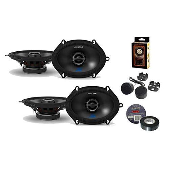 Alpine S-S57 5x7 (6x8) Speaker Two Pairs 2-Way Coaxial Speakers Bundle