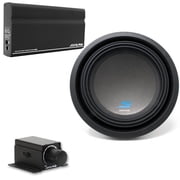 Alpine S-W10D2 RUX-KNOB.2 KTA-200M Mono Power Pack Class-D Amp with S-W10D2 10 Subwoofer and RUX-KNOB.2 Bass Knob