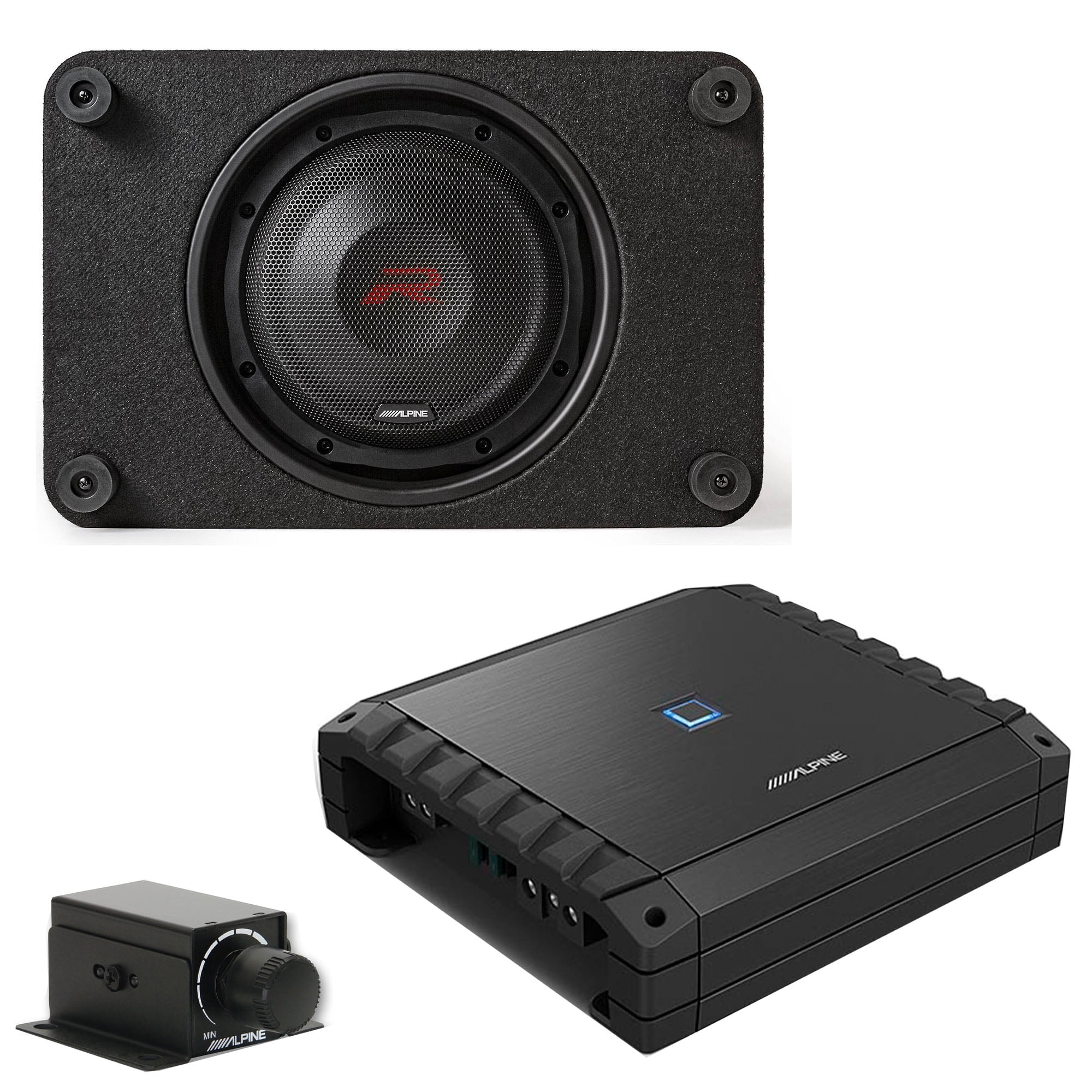 Alpine S2-A60M S-Series Class-D Amp w/ Rux & RS-SB10 Single 10” R ...