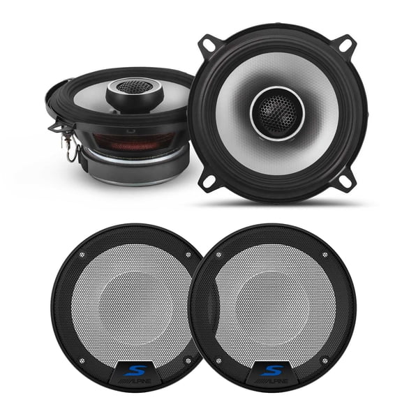 Alpine S2-S50 S-Series 5.25" Coaxial & KTE-S50G 5.25" S-Series Speaker Grill Bundle
