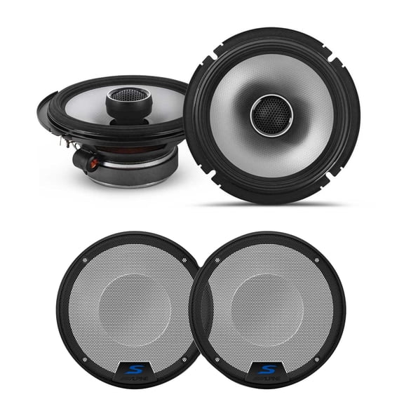 Alpine S2-S65 S-Series 6.5" Coaxial & KTE-S65G 6.5" S-Series Speaker Grill Bundle