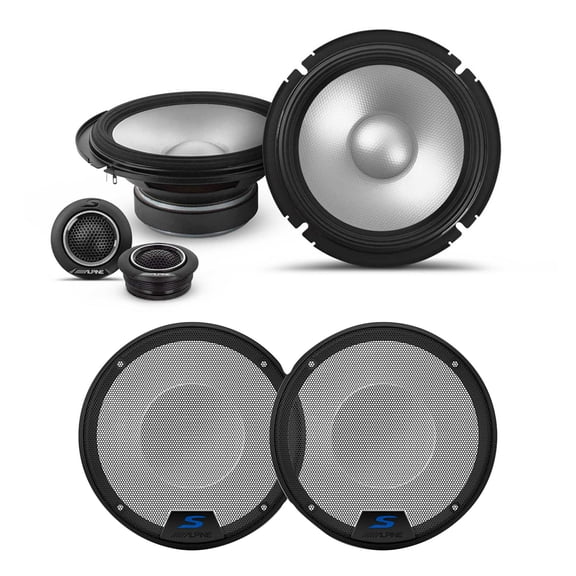 Alpine S2-S65C S-Series 6.5" Component & KTE-S65G 6.5" S-Series Speaker Grill Bundle