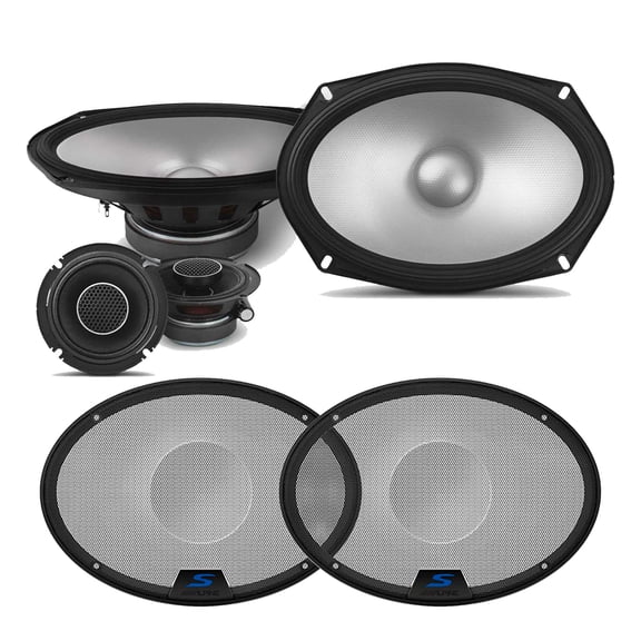 Alpine S2-S69C S-Series 6x9" Component & KTE-S69G 6x9" S-Series Speaker Grill Bundle