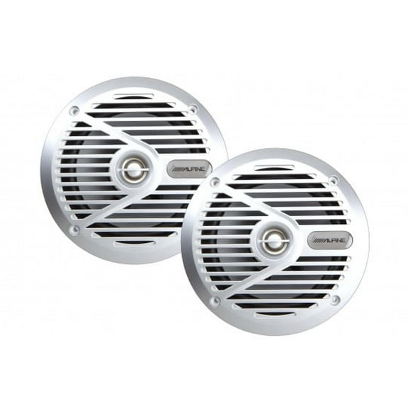 Alpine SPS-M601 Marine Audio Boat 6 1/2" Coaxial Speakers Silver Speaker Pair