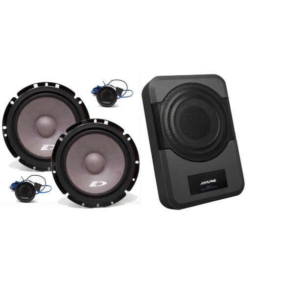 Alpine SXE-1751S 6 1/2" 2-Way Component Speakers (Pair) w/ PWE-S8 Powered 8inch Woofer Bundle
