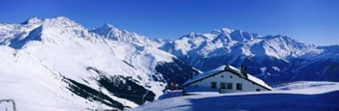 Alpine Scene In Winter Switzerland Canvas Art - Panoramic Images (18 x 6)
