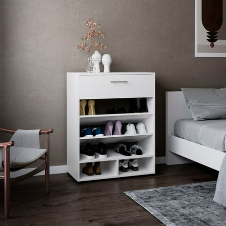 Alpine Shoe Rack, 3-Tier, One Drawer, Five Shelves, Shoe Storage