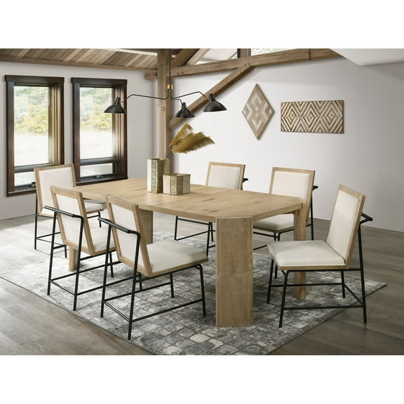 Alpine Sloane 84" W Rectangular Wood Extension Dining Table in Natural Driftwood