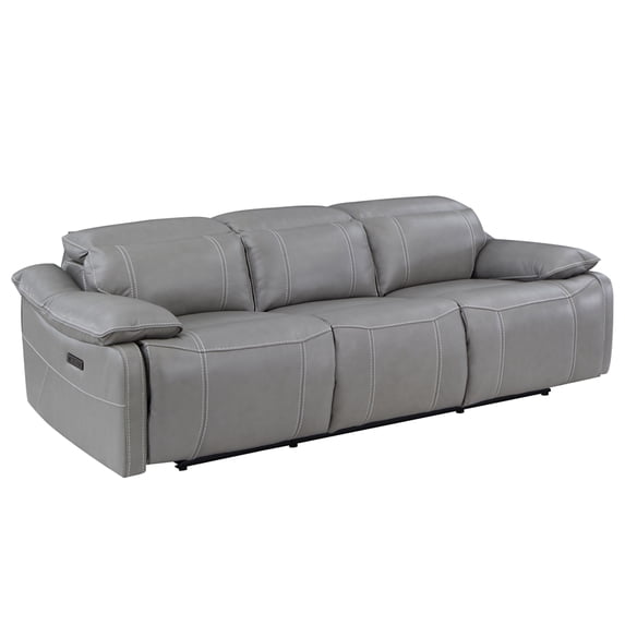 Alpine Smoke Gray Leather Power Sofa
