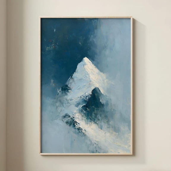 Alpine Snow Peak Impressionist Style Art, Unframed Paper Print
