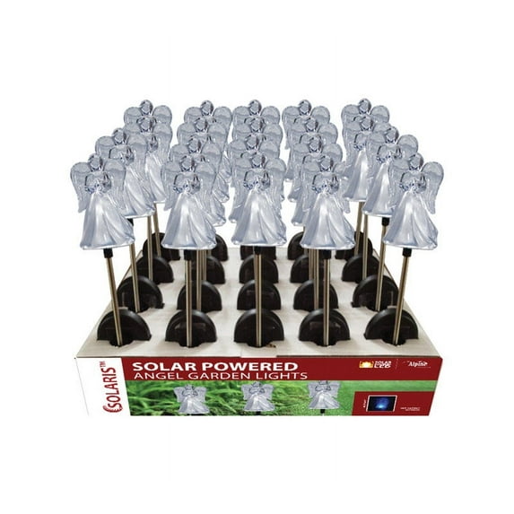 Alpine Solar Angel Garden Stake With Blue Led Light - 35 Inch