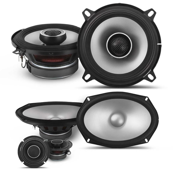 Alpine Speaker Bundle Compatible with Select Dodge Ram Truck 1994-2011 - S2 6x9" Component Speakers, and S2 5.25" Coaxial Speakers.