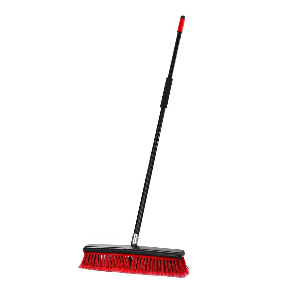 Alpine Squeegee Push Broom, Smooth Surface, Indoor Outdoor, 18", Red