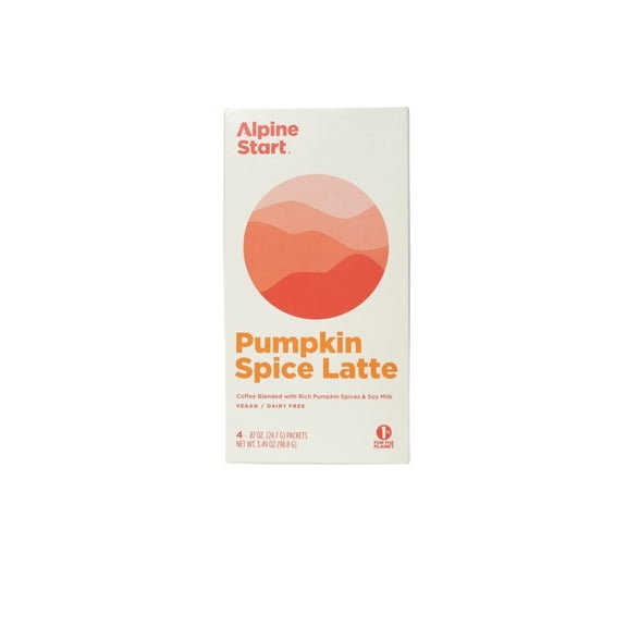 Alpine Start Instant Pumpkin Spice Latte, Hot & Creamy, Vegan, 4 sticks