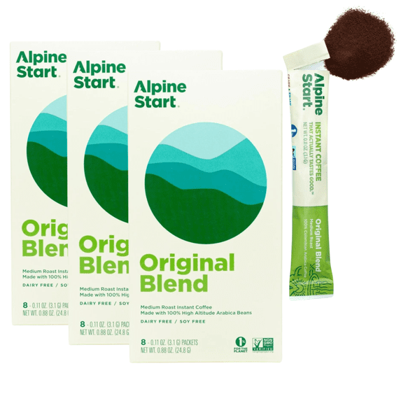 Alpine Start Original Blend Instant Coffee 0.33 oz 3-Pack with single serve packets