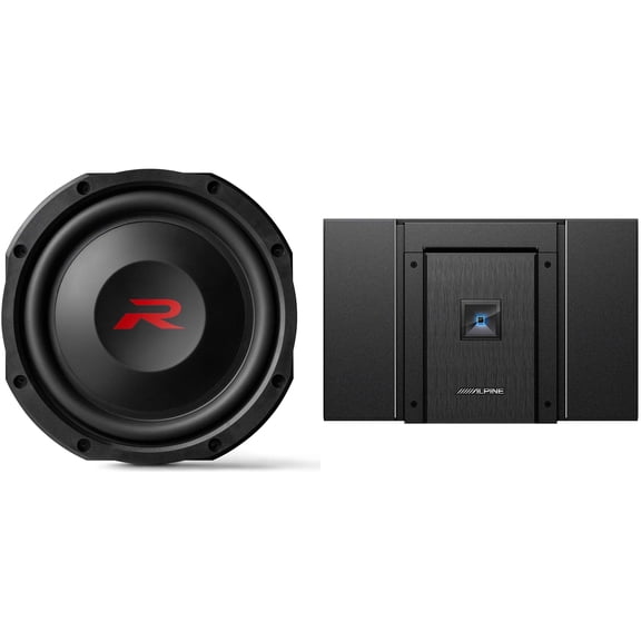 Alpine Status HDA-V90 Hi-Res 5-Channel Amplifier & RS-W10D4 10-inch R-Series Shallow Subwoofer with Dual 4-Ohm Bundle