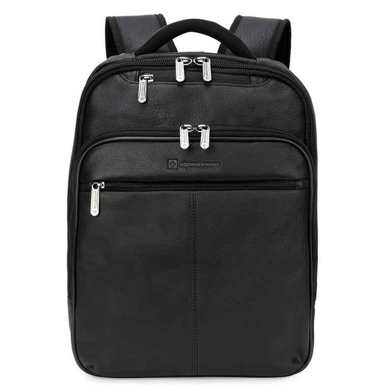 Alpine Swiss 13” Laptop Travel Backpack Genuine Leather Slim  display picture 2