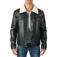 thumbnail image 1 of Alpine Swiss Aaron Mens Trucker Jacket Sherpa Collar Vegan Leather Warm Casual Coat, 1 of 8