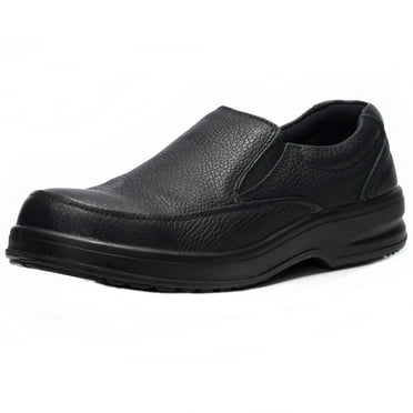 Alpine Swiss Arbete Mens Work Shoes Slip Resistant Real Leather Slip-On Loafers