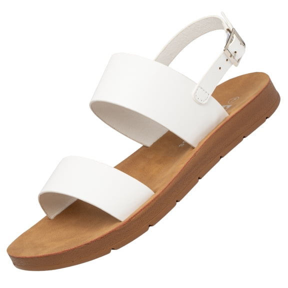 Alpine Swiss Beth Womens Flat Sandals Two Strap Buckle Slides Comfortable Summer Shoes Casual Slip On Footbed Sandals for Everyday Wear